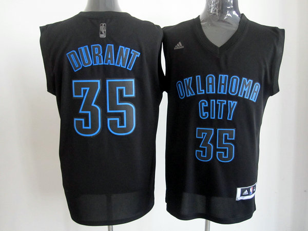  NBA Oklahoma City Thunder 35 Kevin Durant Swingman Black Blue Number Jersey